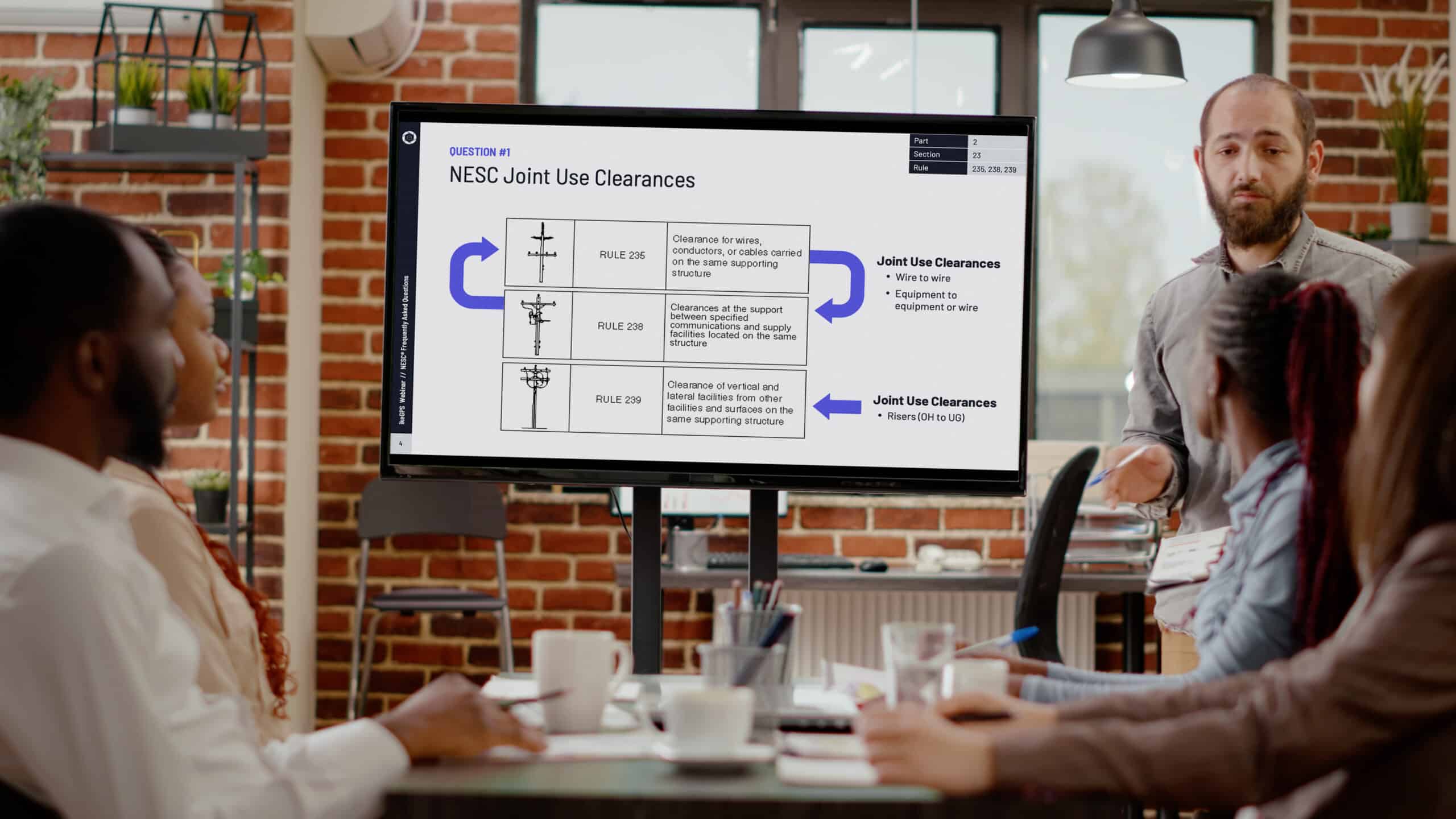 Instructor running an in-person NESC training class