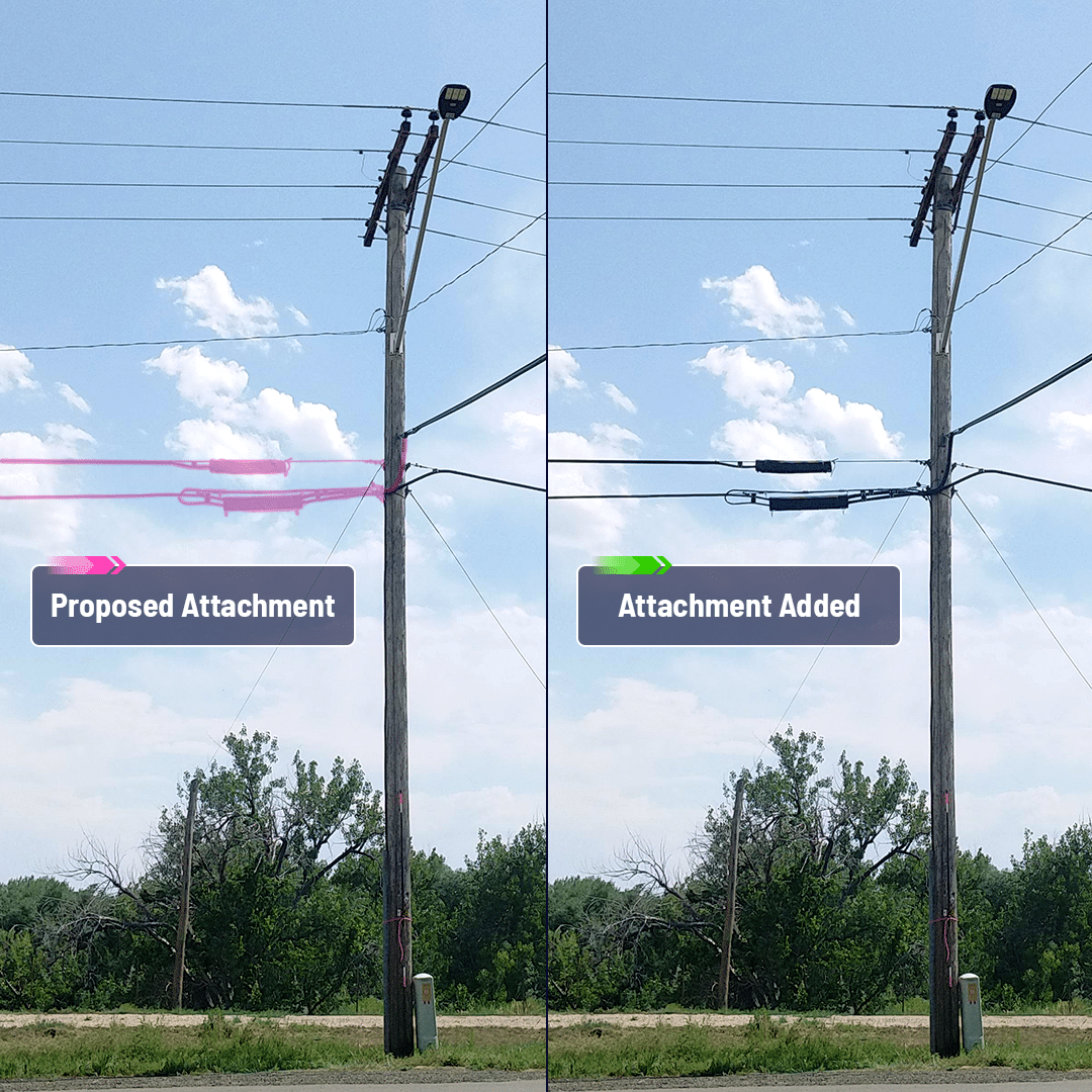 Planned expansion to add a broadband attachment to a pole